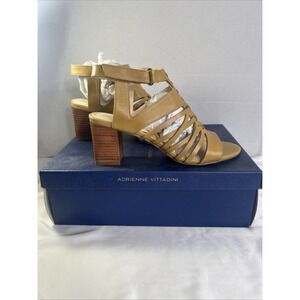 Adrienne Vittadini Pense Sun Yellow‎ Strappy Women's Block Heel Shoes Size 9 M